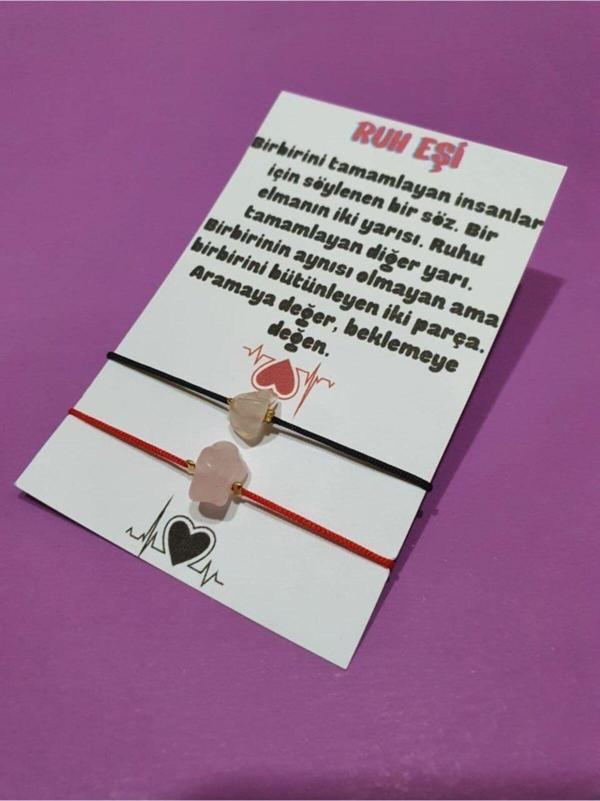 Sertifikalı Ruh Eşi Pembe Kuvars Doğal Taşlı Ip Bileklik - Image 1