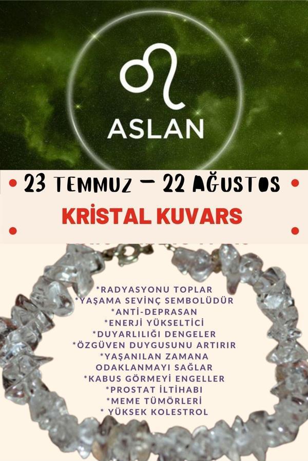 Sertifikalı Burç Taşı Aslan Burcu Kristal Kuvars Taşı Bileklik - Image 1