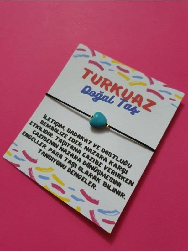 Sertifikalı Turkuaz Kalp Doğal Taş Bileklik - Image 1
