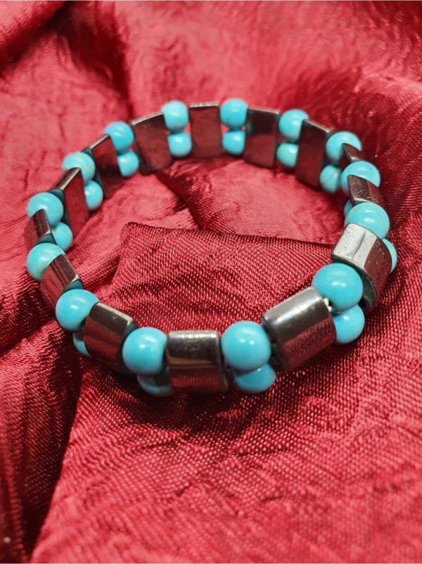 Sertifikalı Doğal Hematit Turkuaz Taşı Rolex Bileklik - Image 1