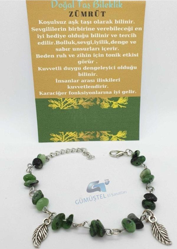 Sertifikalı Zümrüt Taşı Bileklik Orijinal Doğal Taş Tasarım Bileklik - Image 1