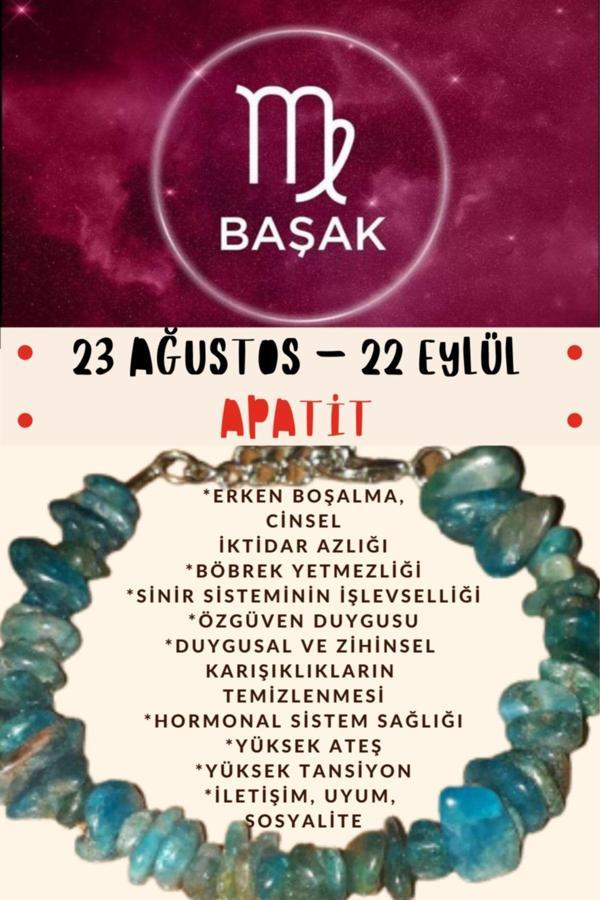 Sertifikalı Burç Taşı Başak Burcu Apatit Taşı Bileklik - Image 1