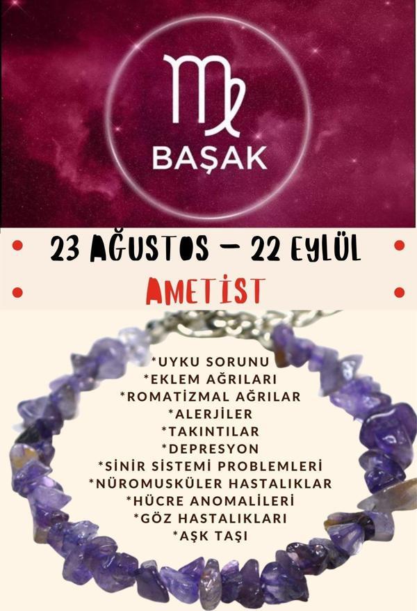 Sertifikalı Burç Taşı Başak Burcu Ametist Taşı Bileklik - Image 1