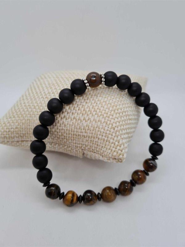 Sertifikalı Kaplan Gözü Ve Hematit Doğal Taş Bileklik - Image 1