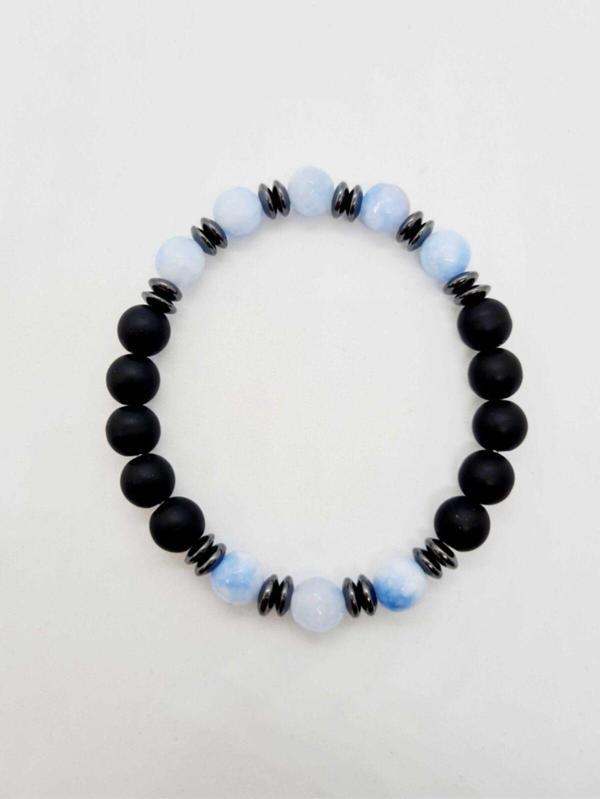 Sertifikalı Akik Hematit Oniks Doğal Taş Bileklik - Image 1