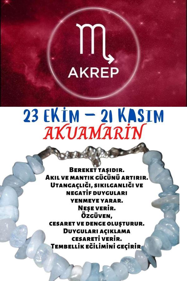 Sertifikalı Burç Taşı Akrep Burcu Akuamarin Taşı Bileklik - Image 1