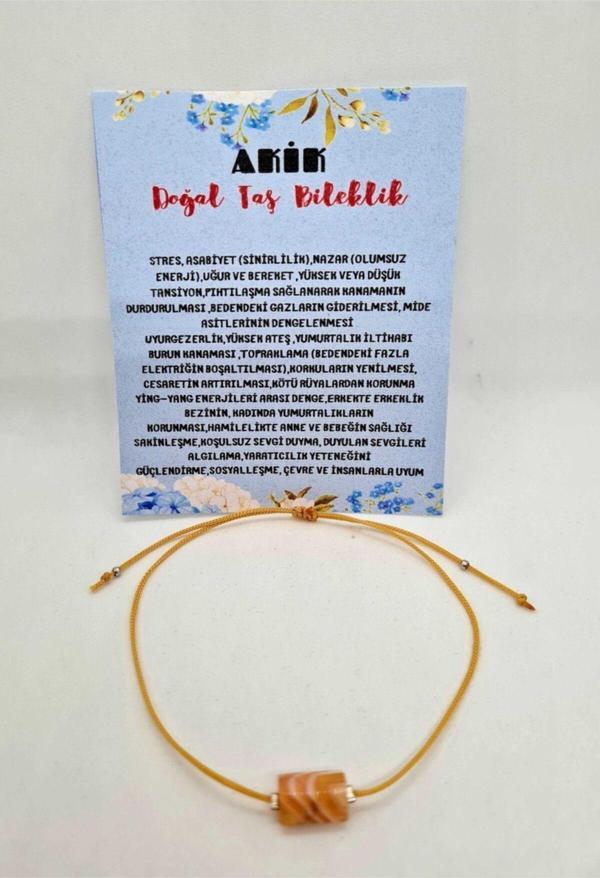 Sertifikalı Akik Doğal Taş Bileklik - Image 1