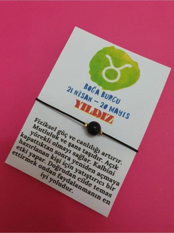Sertifikalı Boğa Burcu Yıldız Doğal Taş Ip Burç Bilekliği - Image 1