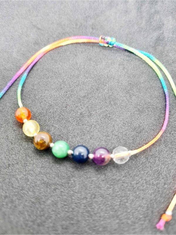 Doğal Taş 7 Çakra Bilekliği Akik Sitrin Kaplan Gözü Aventurin Lapis Lazuli Ametist Kristal Kuvars - Image 1