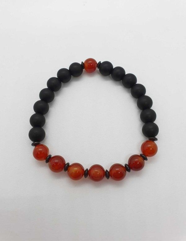 Sertifikalı Akik Oniks Hematit Doğal Taş Bileklik - Image 1