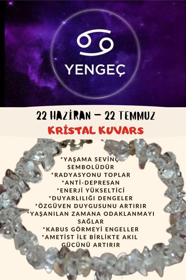 Sertifikalı Burç Taşı Yengeç Burcu Kristal Kuvars Taşı Bileklik - Image 1