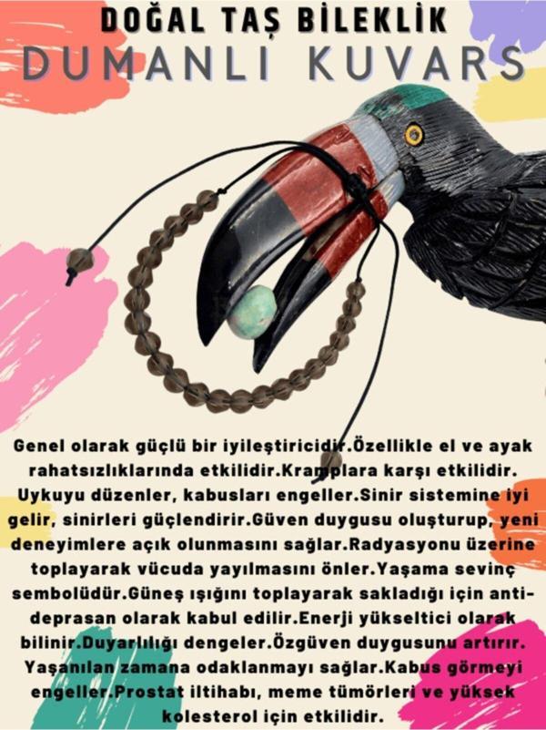 Sertifikalı Dumanlı Kuvars Doğal Taş Bileklik - Image 1