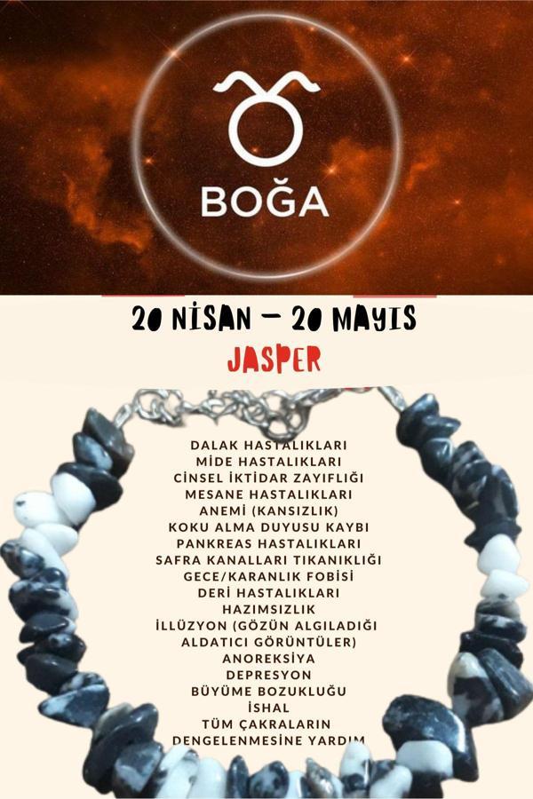 Sertifikalı Burç Taşı Boğa Burcu Jasper Taşı Bileklik - Image 1