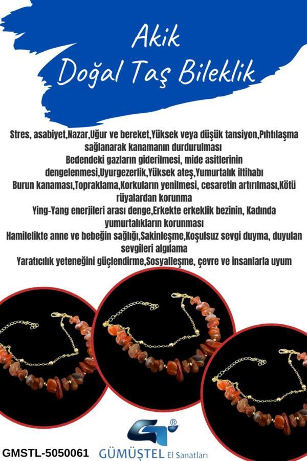 Sertifikalı Akik Doğal Taş Bileklik Özel Tasarım - Image 1