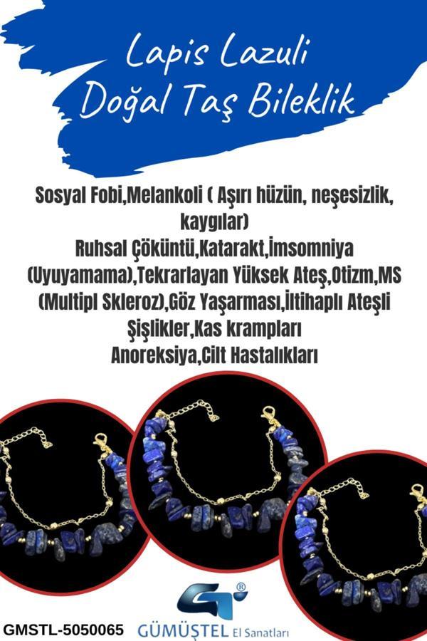Sertifikalı Lapis Lazuli Doğal Taş Bileklik Özel Tasarım - Image 1