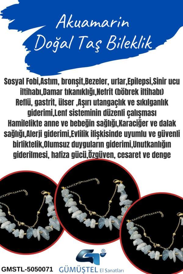 Sertifikalı Akuamarin Doğal Taş Bileklik Özel Tasarım - Image 1