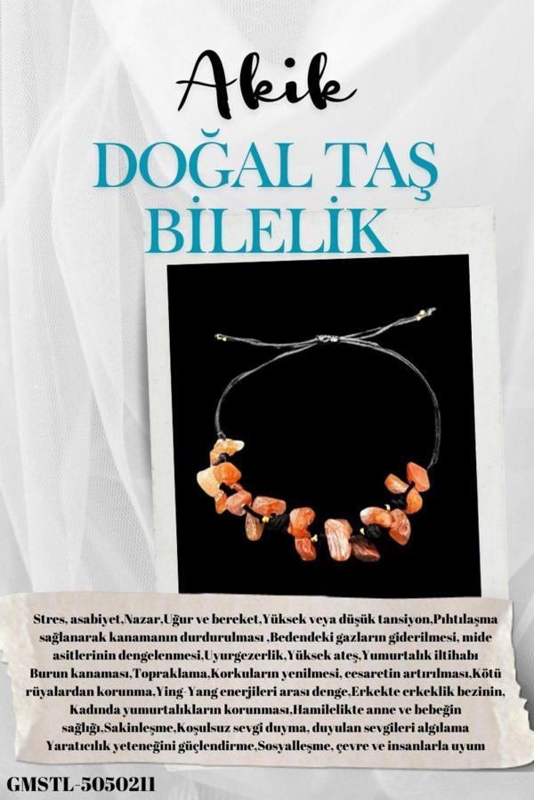 Sertifikalı Doğal Taş Akik Bileklik Özel Tasarım El Yapımı Asansör Kilit Sistemi - Image 1