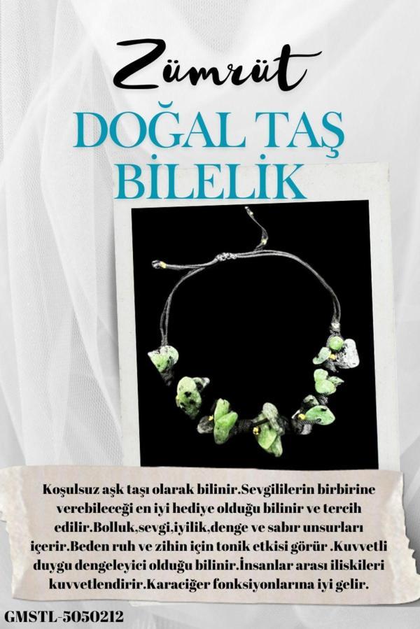 Sertifikalı Doğal Taş Zümrüt Bileklik Özel Tasarım El Yapımı Asansör Kilit Sistemi - Image 1