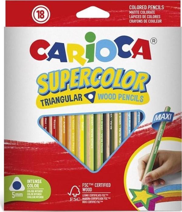 CARİOCA SUPERCOLOR MAXI ÜÇGEN KURU BOYA KALEMİ 18'Lİ - Image 1