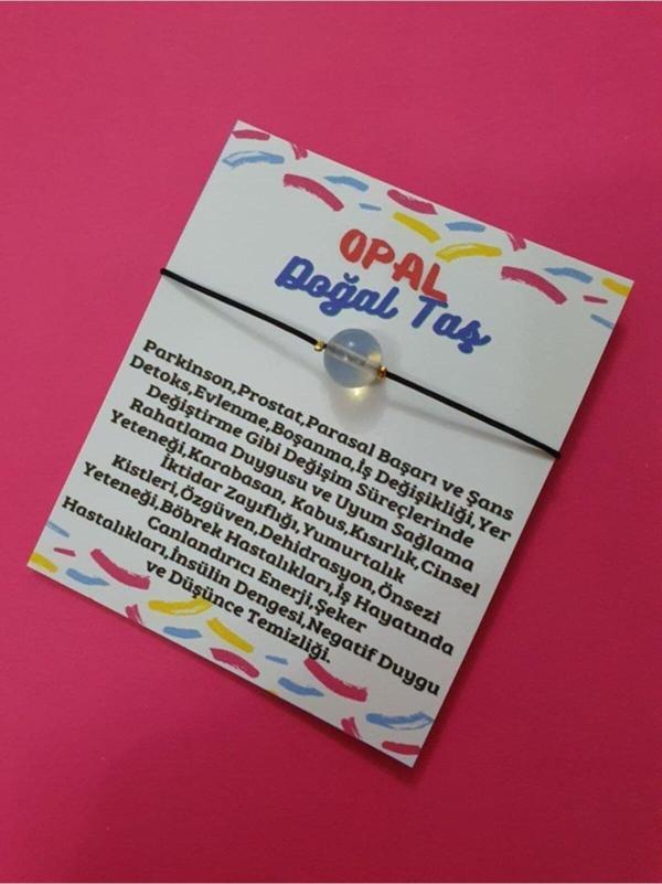 Sertifikalı Opal Taşı Bileklik Ip Ayarlamalı Makrome - Image 1