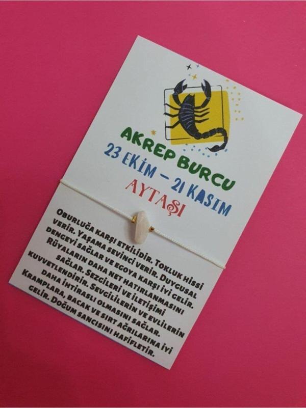 Sertifikalı Akrep Burcu Aytaşı Doğal Taşlı Ip Burç Bilekliği - Image 1
