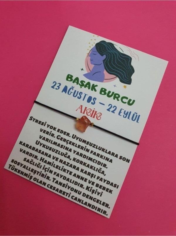 Sertifikalı Başak Burcu Akik Doğal Taşlı Ip Burç Bilekliği - Image 1