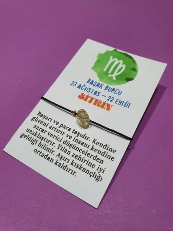 Sertifikalı Başak Burcu Sitrin Doğal Taşlı Burç Bilekliği - Image 1