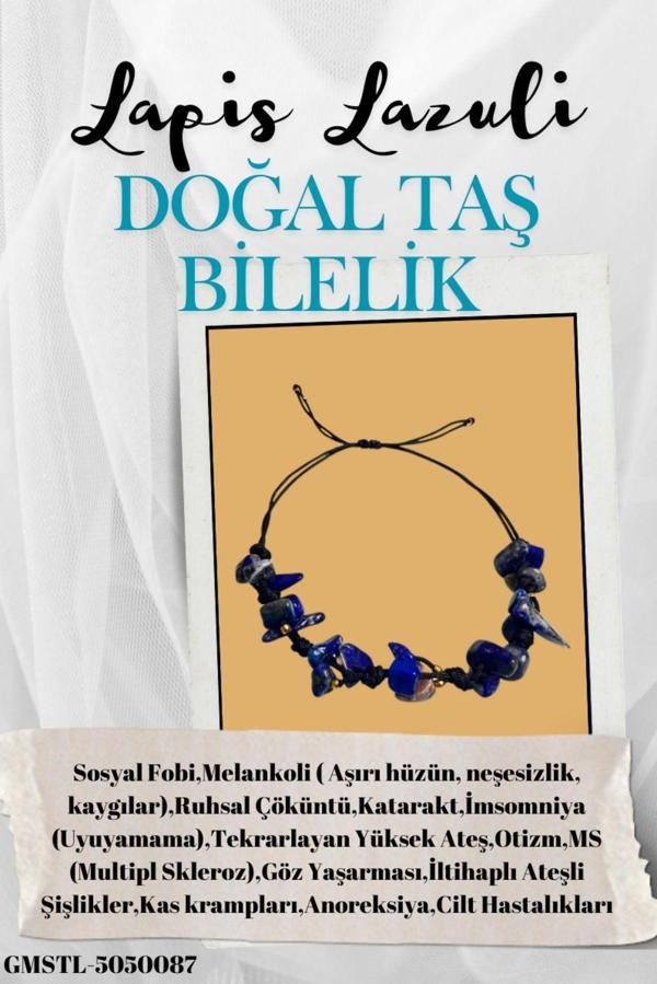 Sertifikalı Doğal Taş Lapis Lazuli Bileklik Özel Tasarım El Yapımı Asansör Kilit Sistemi - Image 1