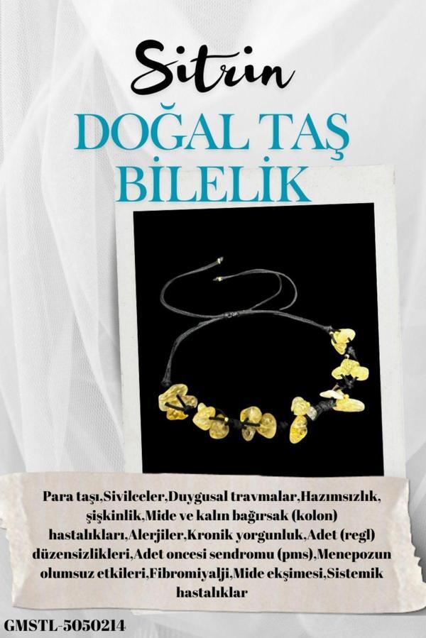 Sertifikalı Doğal Taş Sitrin Bileklik Özel Tasarım El Yapımı Asansör Kilit Sistemi - Image 1