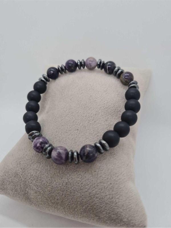Sertifikalı Shungite, Hematit, Oniks Doğal Taş Bileklik Tasarım - Image 1