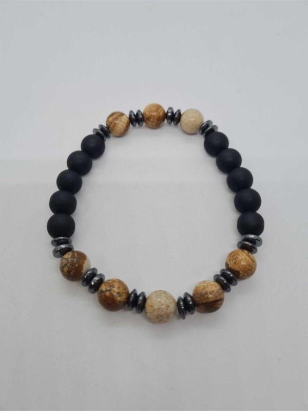 Sertifikalı Jasper , Hematit , Oniks Doğal Taş Bileklik Tasarım - Image 1