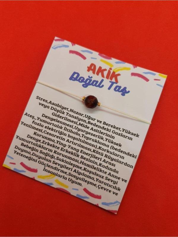 Sertifikalı Akik Taşı Bileklik Asansörlü Ayarlanabilen Ip Bileklik - Image 1