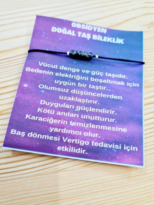 Sertifikalı Obsidyen Doğal Taş Bileklik Sürpriz Hediyeli - Image 1