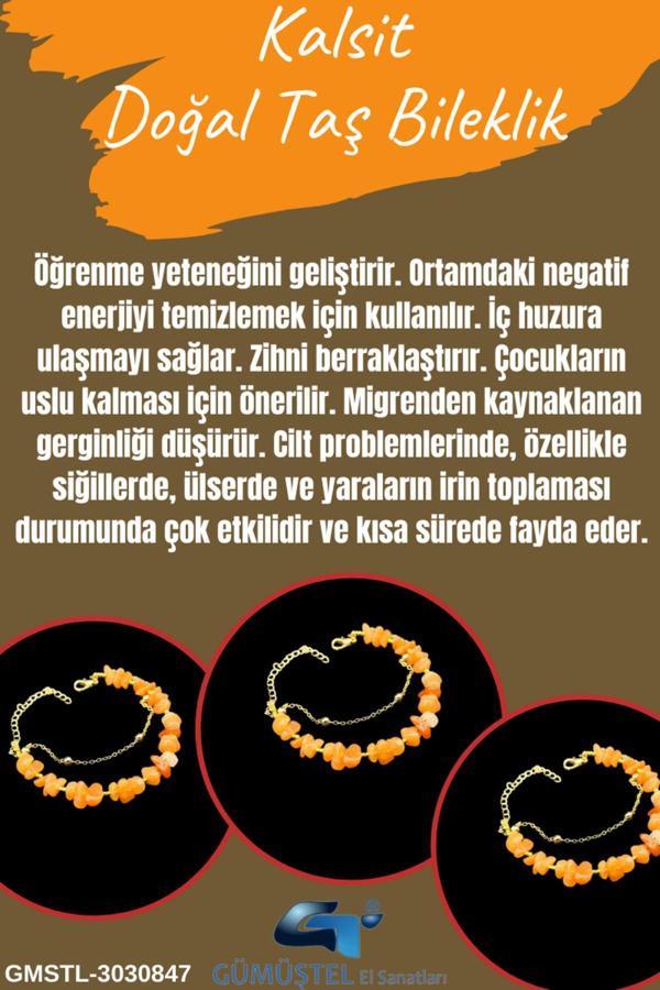 Sertifikalı Kalsit Doğal Taş Bileklik Özel Tasarım - Image 1