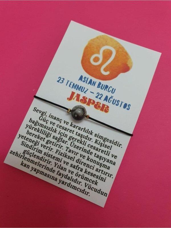 Sertifikalı Aslan Burcu Jasper Doğal Taş Ip Burç Bilekliği - Image 1