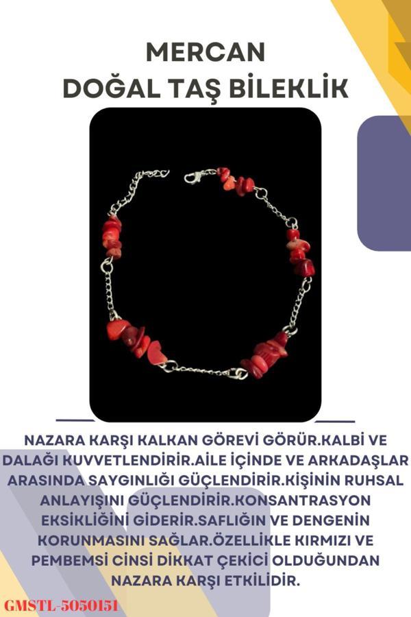 Sertifikalı Mercan Doğal Taş El Yapımı Tasarım Bileklik - Image 1