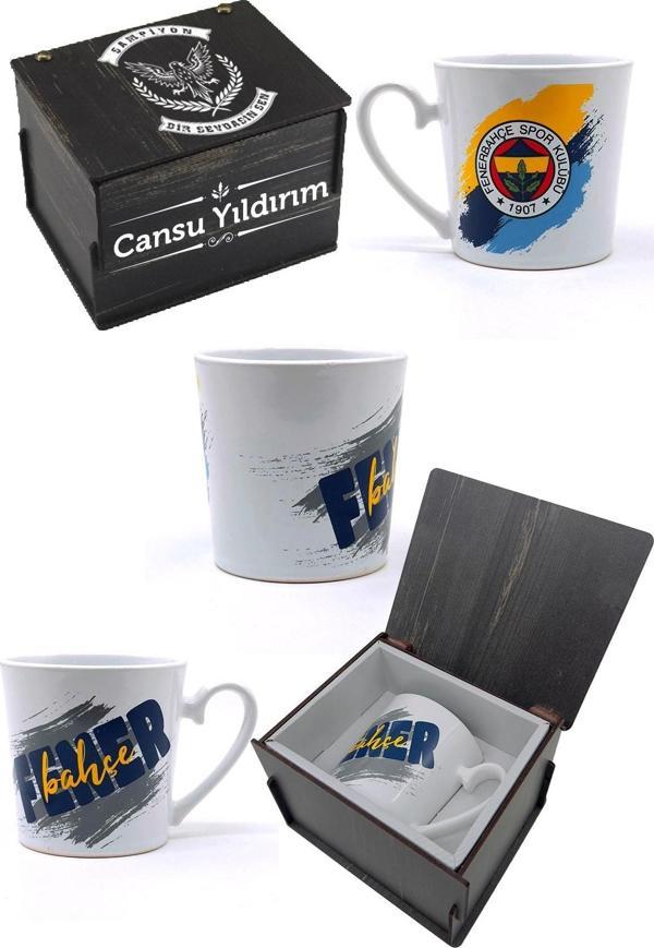 Fenerbahçe Orijinal Lisanslı Kupa, İsme Özel Ahşap Kutulu - Image 1