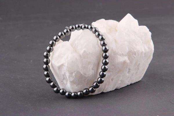 Sertifikalı Hematit Doğal Taş Bileklik 6mm - Image 1