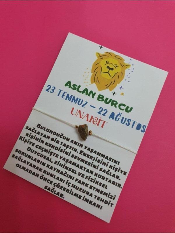 Sertifikalı Aslan Burcu Unakit Doğal Taşlı Ip Burç Bilekliği - Image 1