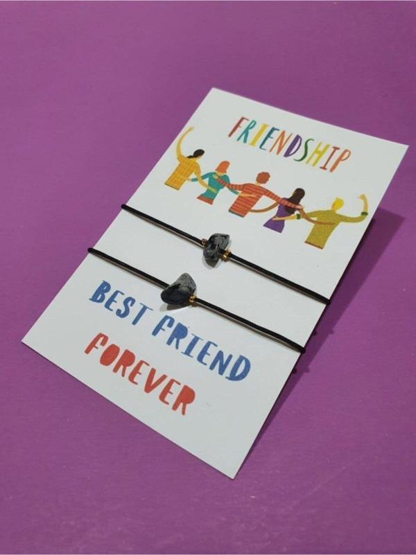 Sertifikalı Dostluk Obsidyen Doğal Taşlı Ip Bileklik - Image 1