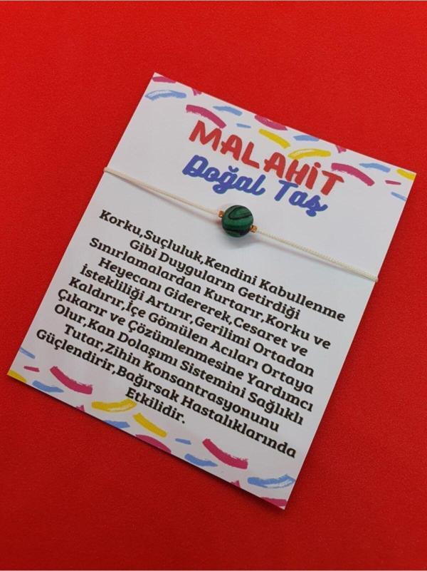 Sertifikalı Doğal Malahit Taşı Bileklik Orijinal Doğal Taş - Image 1