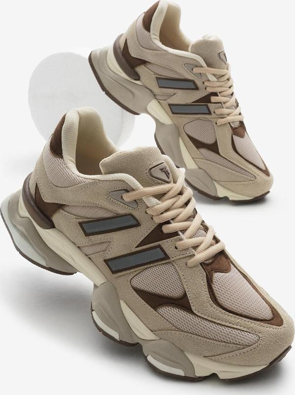 Tonny Black Unisex Bej Poli Taban Anorak Desenli Yüksek Taban Bağcıklı Spor Ayakkabı - Image 1