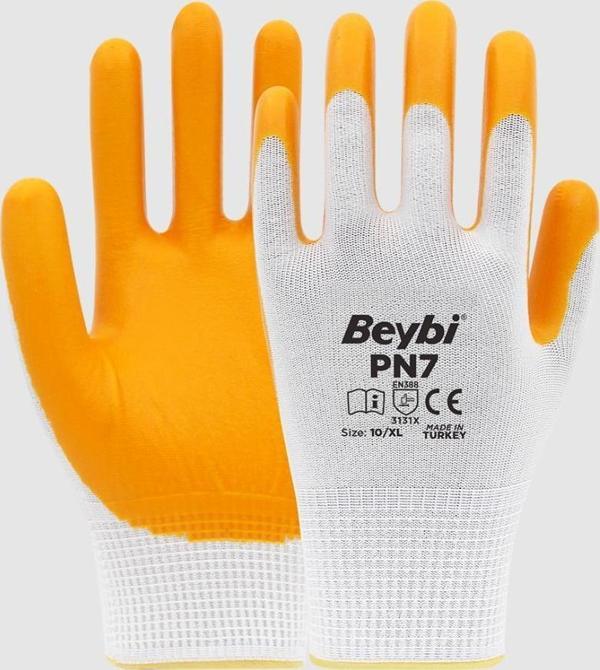BEYBİ PN7 XL BEDEN ELDİVEN ÖRME POLY BEYAZ SARI 24 ÇİFT - Image 1