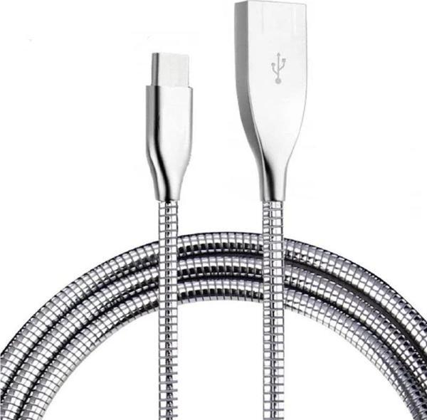 Powerway Type-C Hızlı Şarj Kablosu 1 M - Spiralli Metal CX03 - Image 1