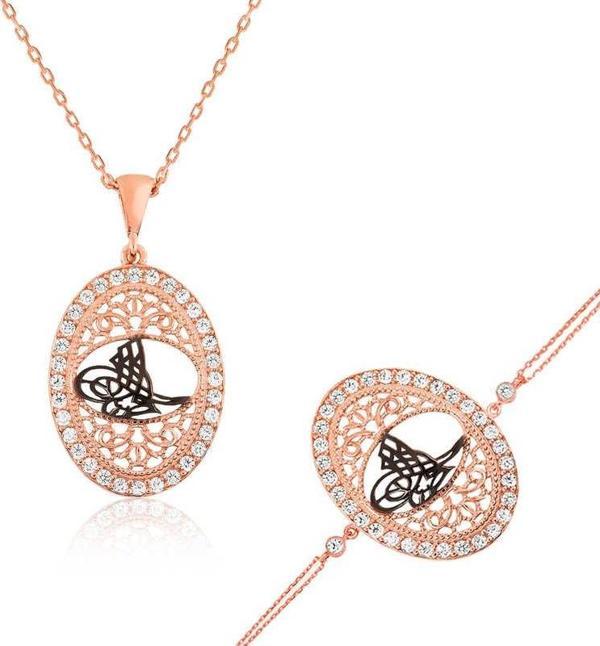 Gümüş Osmanlı Tuğrası Bayan Set SL2240 - Image 1