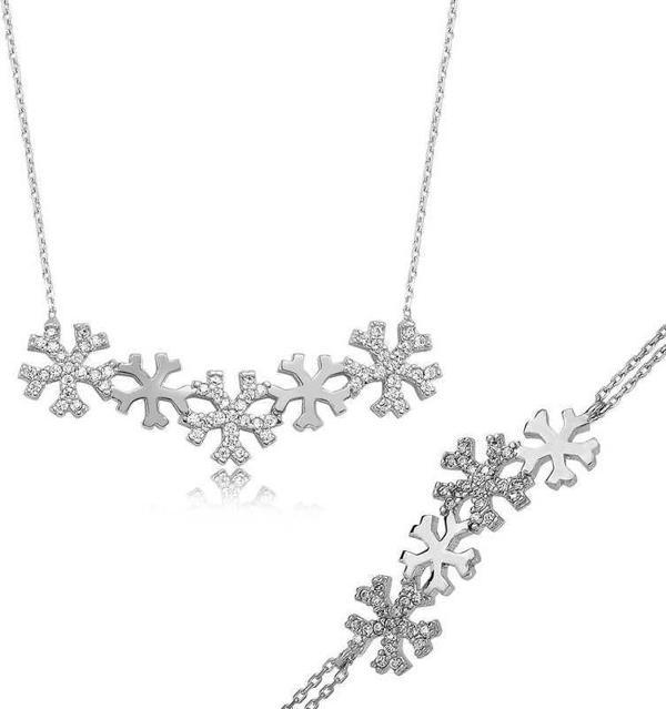 Gümüş Kar Taneleri Bayan Set SL2243 - Image 1