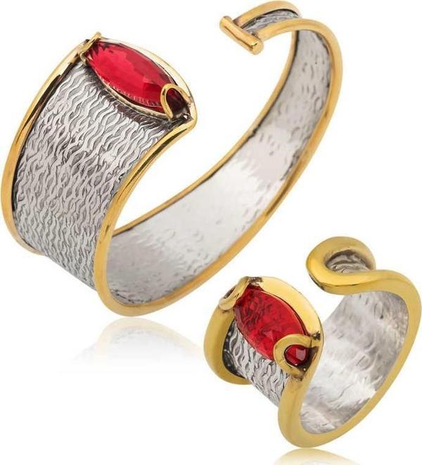 Gümüş Bileklik ve Yüzük Set SL2896 - Image 1