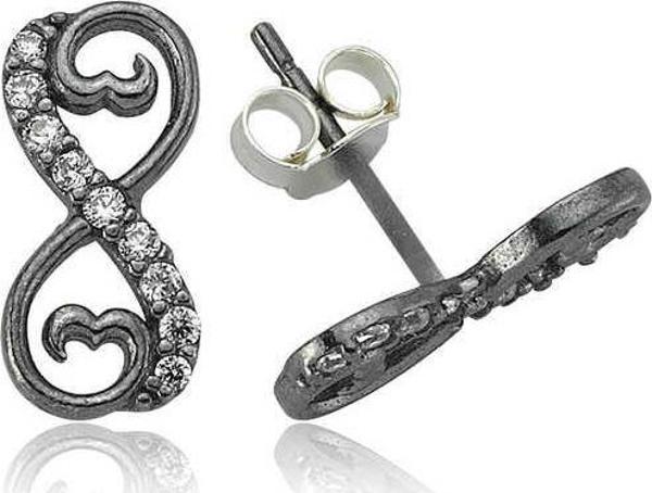 Gümüş Kalpli Sonsuzluk Çivili Küpe  SL2882 - Image 1