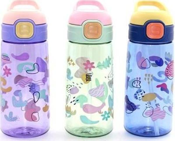 Büro Ev Ofis Hediyesi için 600ML Renkli Suluk Pipetli Matara - Image 1
