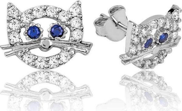 Gümüş Kedi Çivili Küpe SL1340 - Image 1